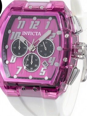 Invicta Men’s S1 Rally Kinesia Anatomic Pink & White Chronograph Watch NWT